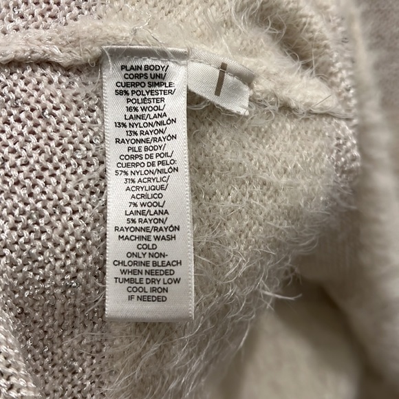 Ann Taylor LOFT Winter White Wool Blend Pullover Faux Fur and Sequin Sweater - Picture 5 of 5